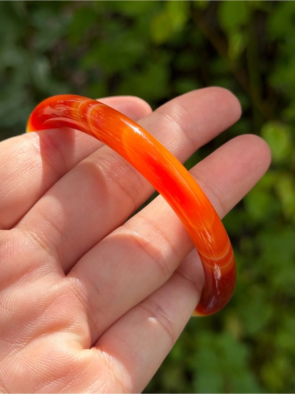61mm inner diameter skinny banded agate carnelian bangle 1743